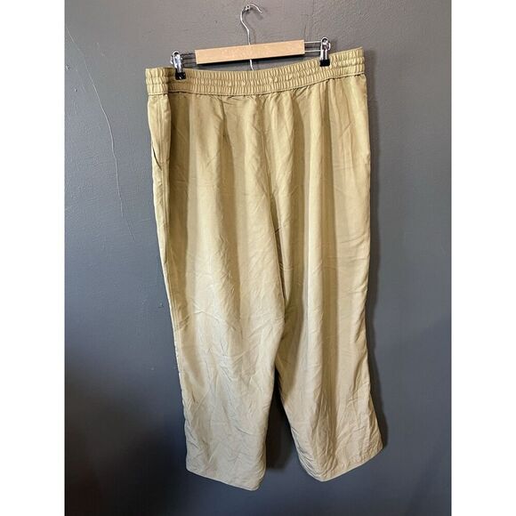 Lands End Womens Yellow Wide Leg Flowy Pants Pull On Size 22W - Picture 2 of 3